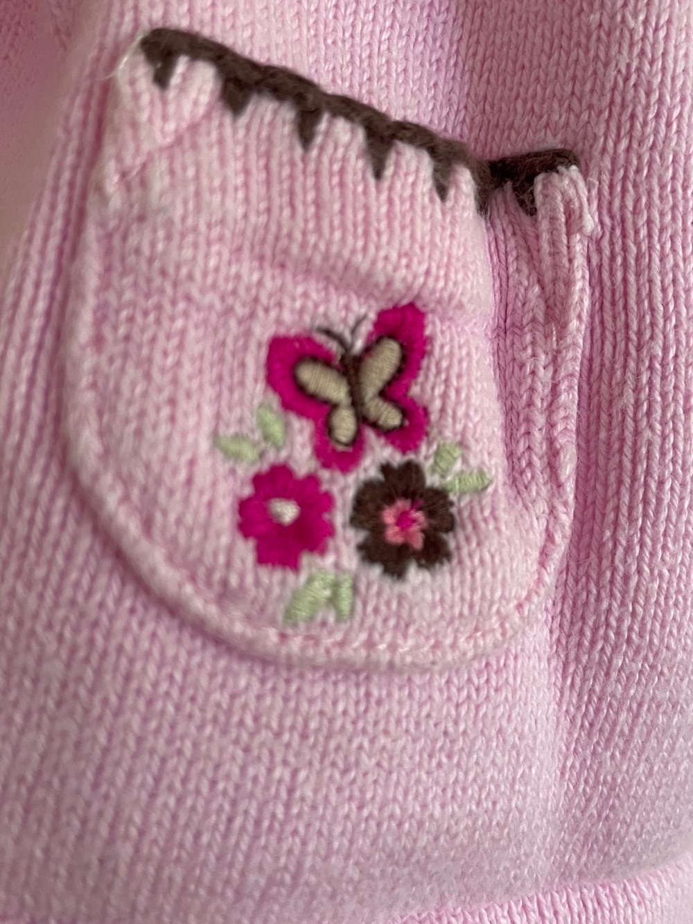 $3 💥Vintage Baby Girl Pink Cardigan Sweater, Flower Buttons, Floral Embroidery